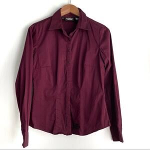 Harley Davidson fitted collared button down shirt black embroidered logo maroon